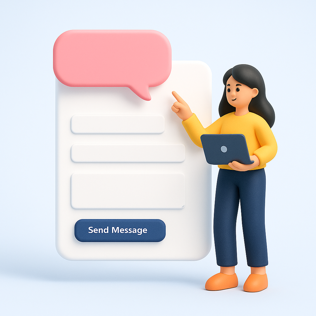 Illustration of a person sending a message